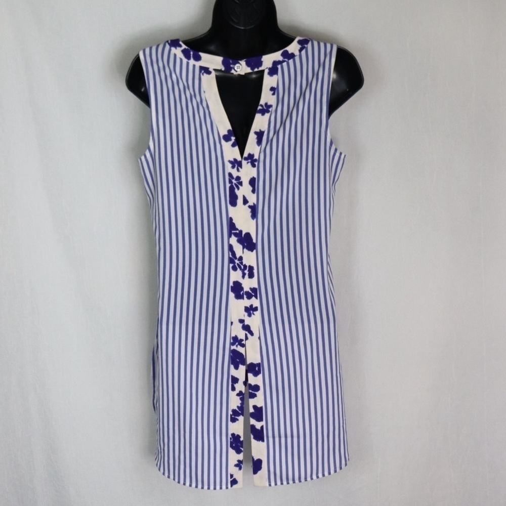 CABI Floral Striped Blouse Style 5357 - Picture 8 of 16